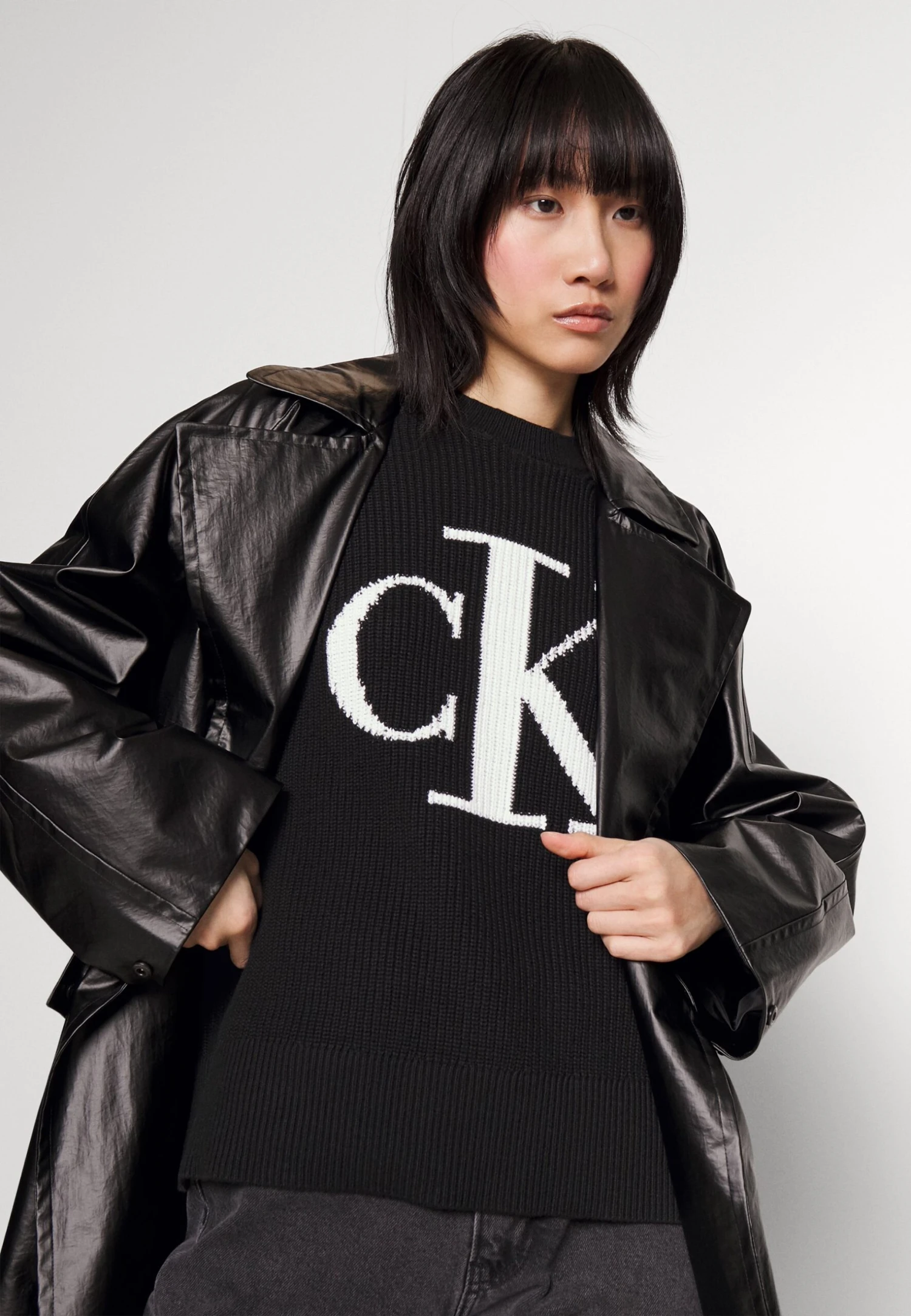 Calvin Klein Jeans Intarsia Loose Sweater - Trui - Black - Afbeelding 4