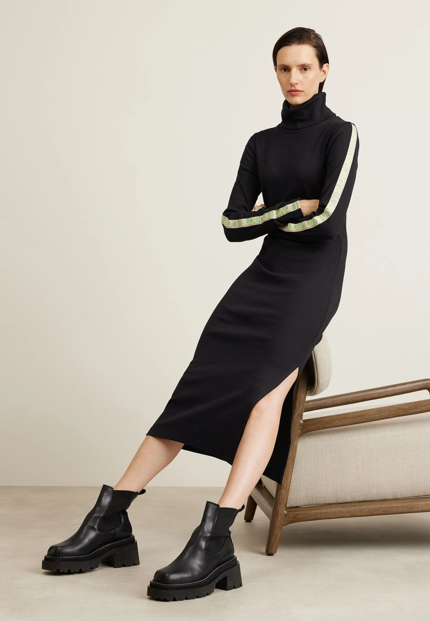 Calvin Klein Jeans Logo Elastic - Etui-Jurk - Black - Afbeelding 2