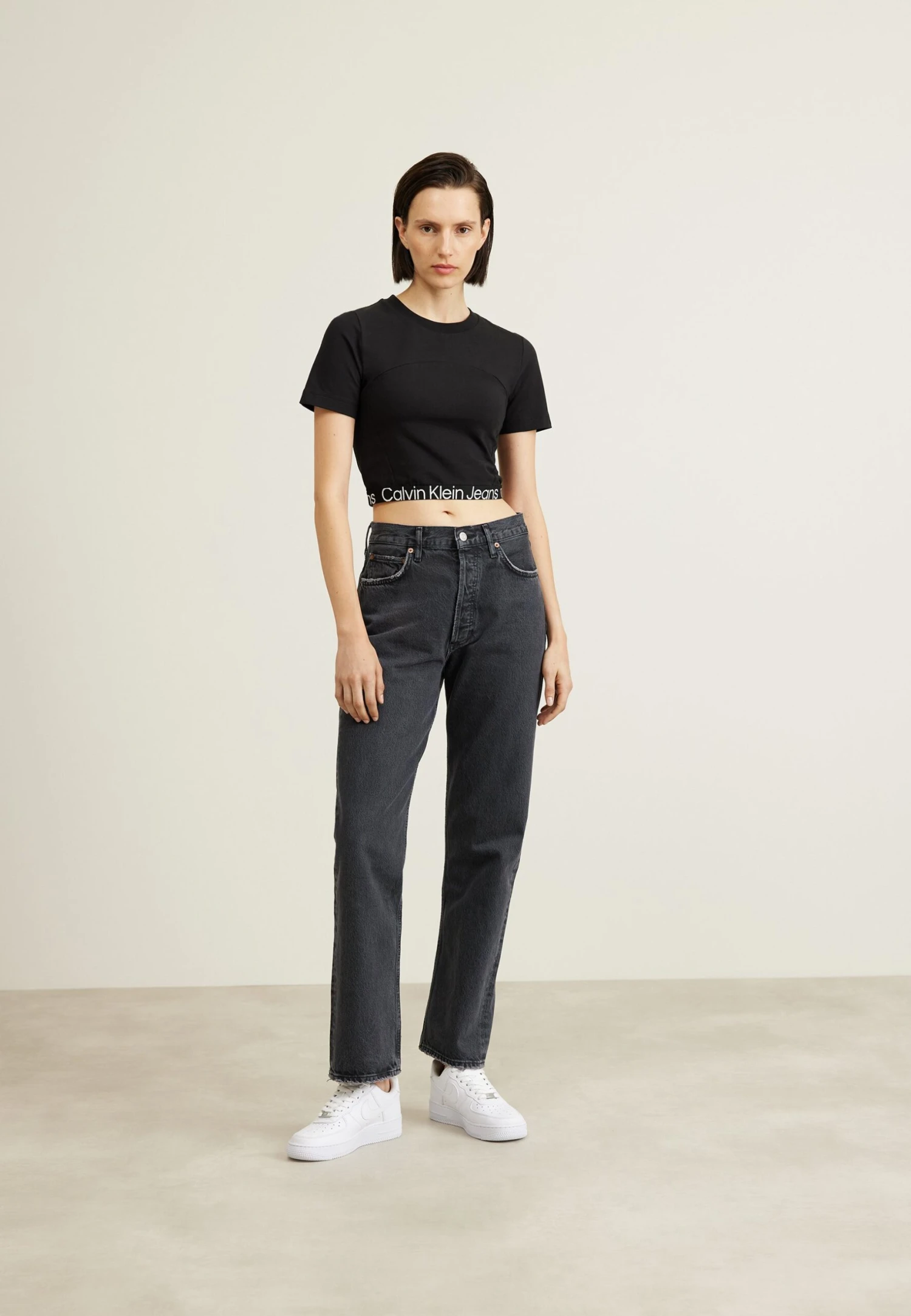 Calvin Klein Jeans Waist Logo Elastic Short Sleeve - T-Shirt Print - Black - Afbeelding 2