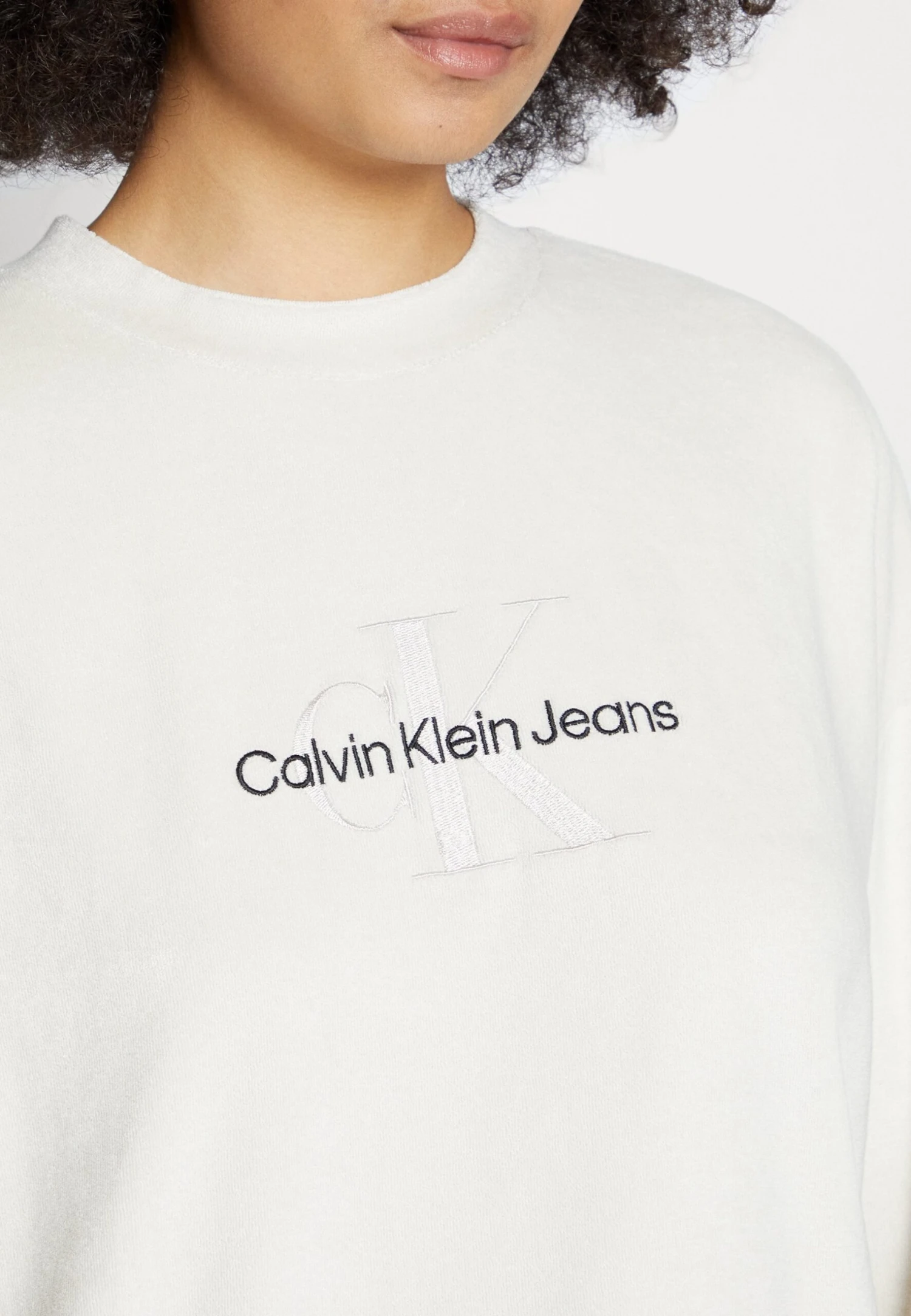 Calvin Klein Jeans Monogram Towelling- Sweater - Eggshell - Afbeelding 6