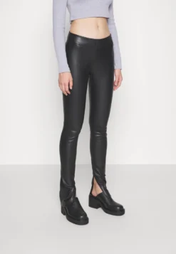 Calvin Klein Real Leather Stretch Leggings - Legging - Black