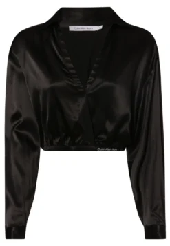 Calvin Klein Jeans Logo Tape Shiny Cropped - Blouse - Ck Black