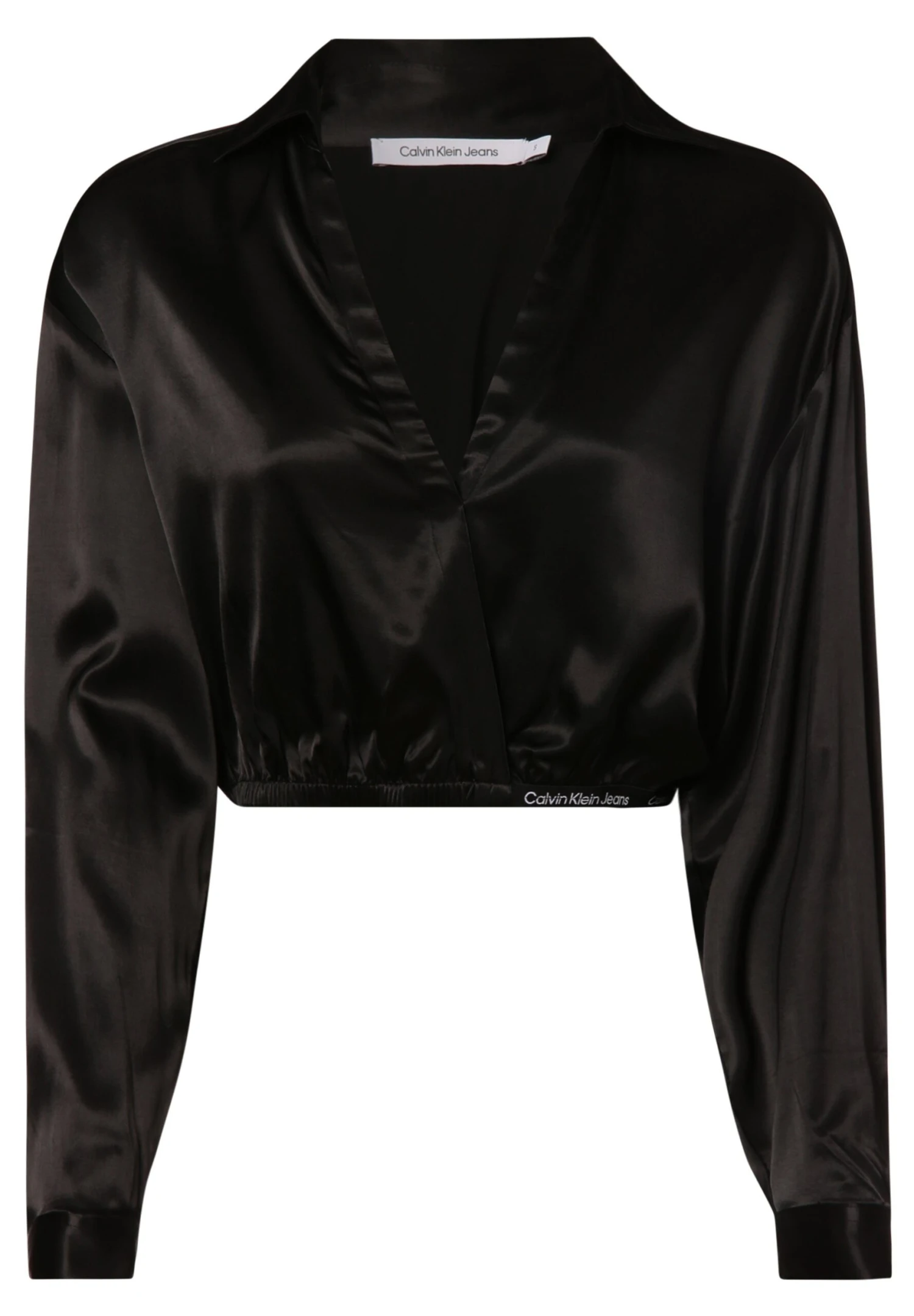 Calvin Klein Jeans Logo Tape Shiny Cropped - Blouse - Ck Black