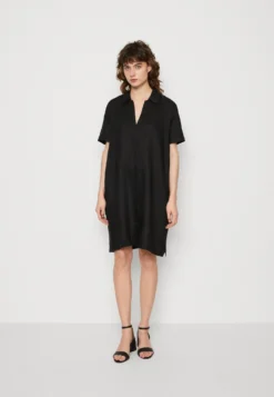 Calvin Klein Linen ShortsleeveMini Dress - Jurk - Ck Black