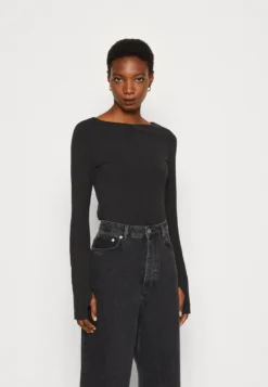 Calvin Klein Smooth Slash Top - Longsleeve - Black