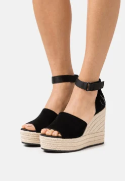 Calvin Klein Jeans Wedge Wide- Sandalen Met Hoge Hak - Black