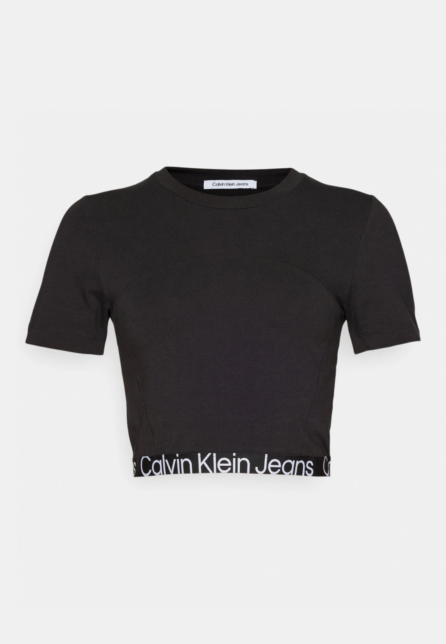 Calvin Klein Jeans Waist Logo Elastic Short Sleeve - T-Shirt Print - Black - Afbeelding 7