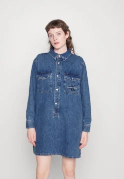 Calvin Klein Jeans Utility Pop Shirt Dress - Spijkerjurk - Blue