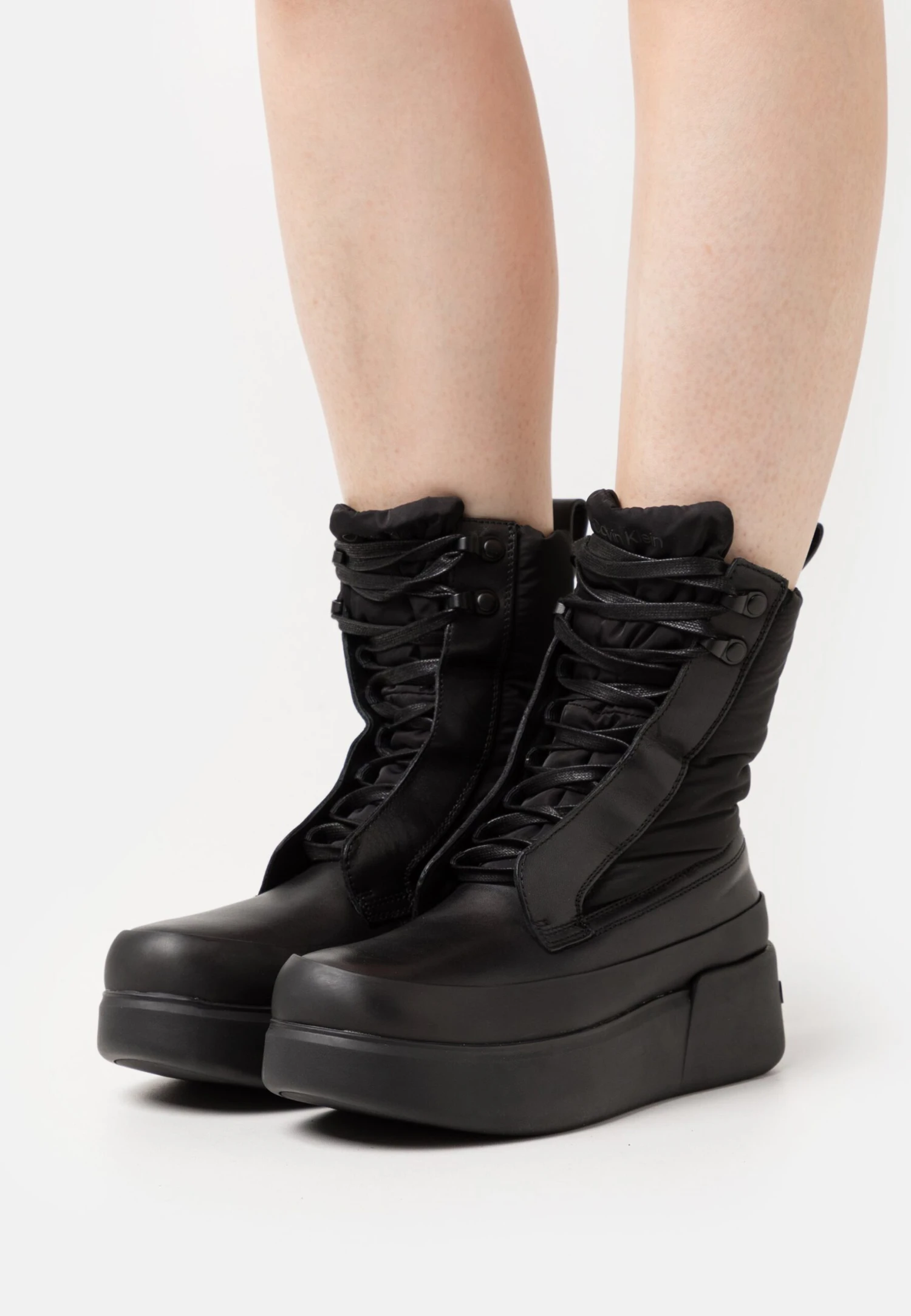Calvin Klein Padded Combat Boot - Enkellaarsjes Met Plateauzool - Black