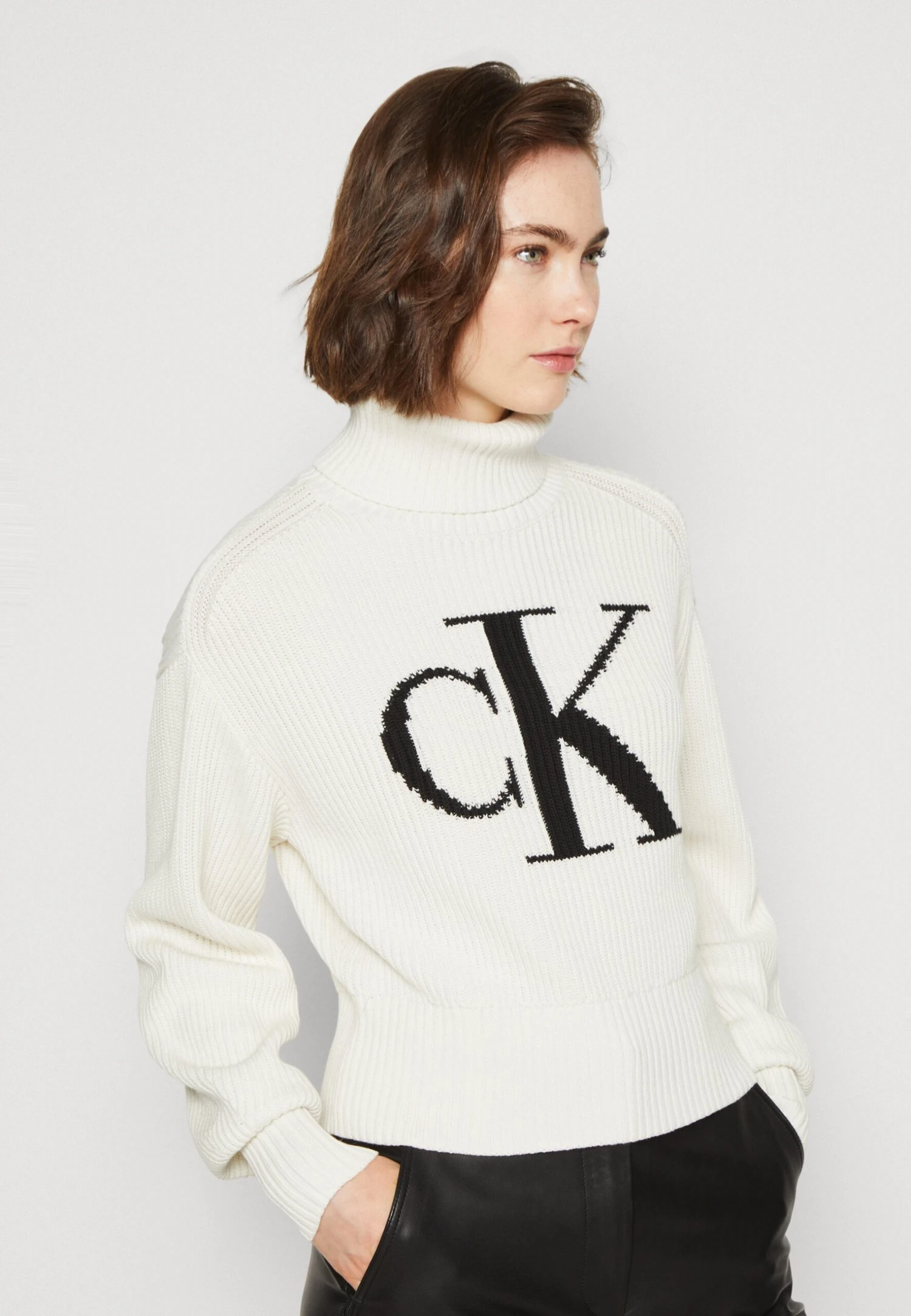 Calvin Klein Jeans Blown Up Loose Sweater - Trui - Ivory - Afbeelding 4