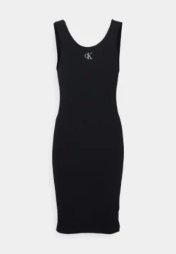 Calvin Klein Jeans Slub Strappy Dress - Jerseyjurk - Black