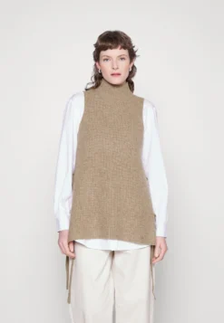Calvin Klein High Neck Vest - Trui - City Taupe Heather