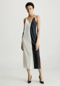 Calvin Klein Colourblock Slip- Jurk - Vanilla Ice/Ck Black