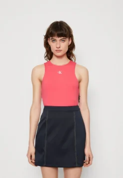 Calvin Klein Jeans Micro Monologo Racer Back - Top - Pink Flash