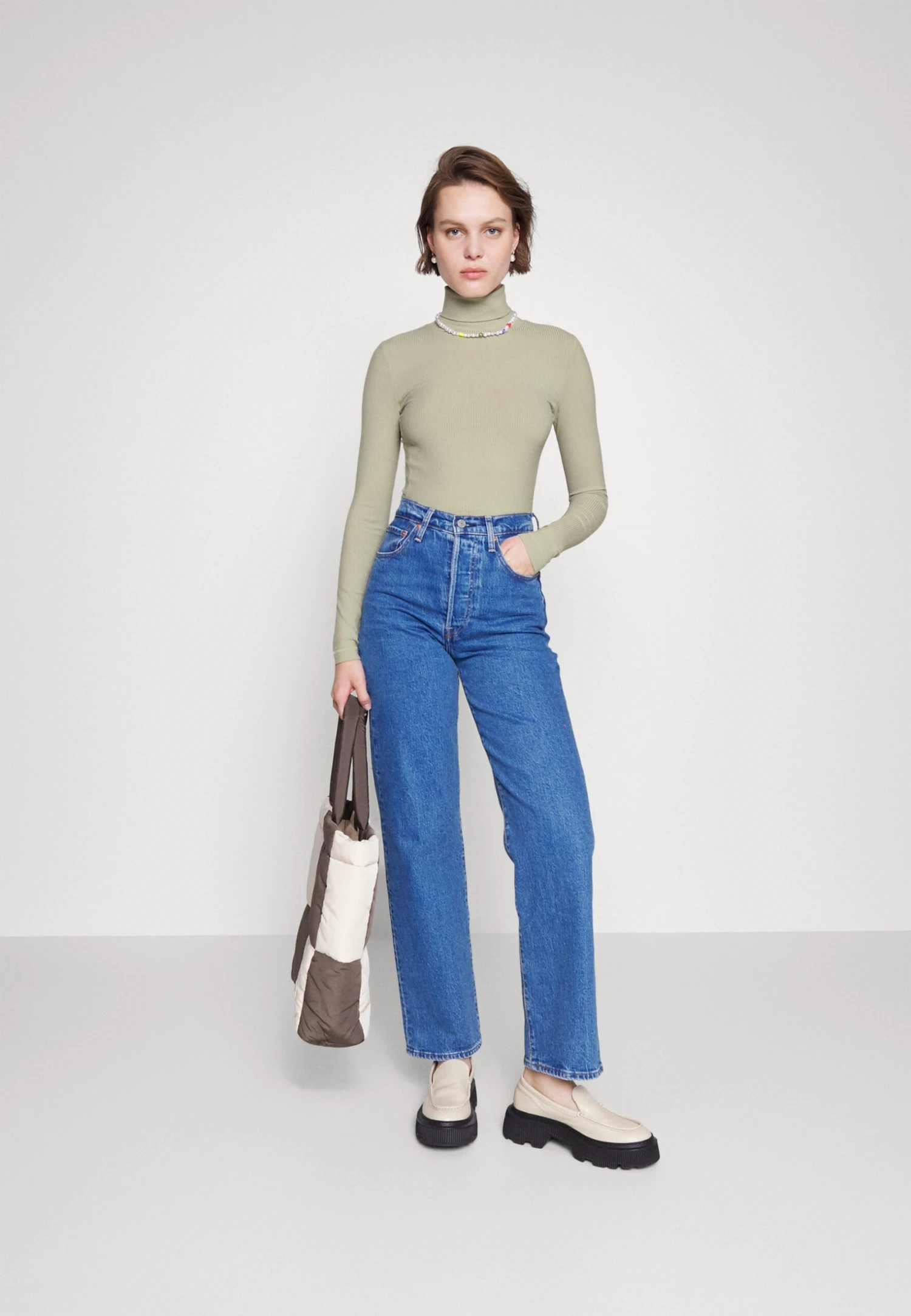 Calvin Klein Rib Roll Neck Long Sleeve - Longsleeve - Moss Gray - Afbeelding 2