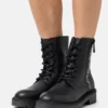 Calvin Klein Jeans Combat Laceup Boot Zip - Veterboots - Black/Reflective Silver