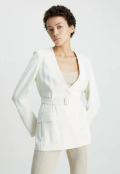 Calvin Klein Belted - Halflange Jas - Seedpearl