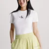 Calvin Klein Jeans Monologo Slim Fit Tee - T-Shirt Print - Bright White