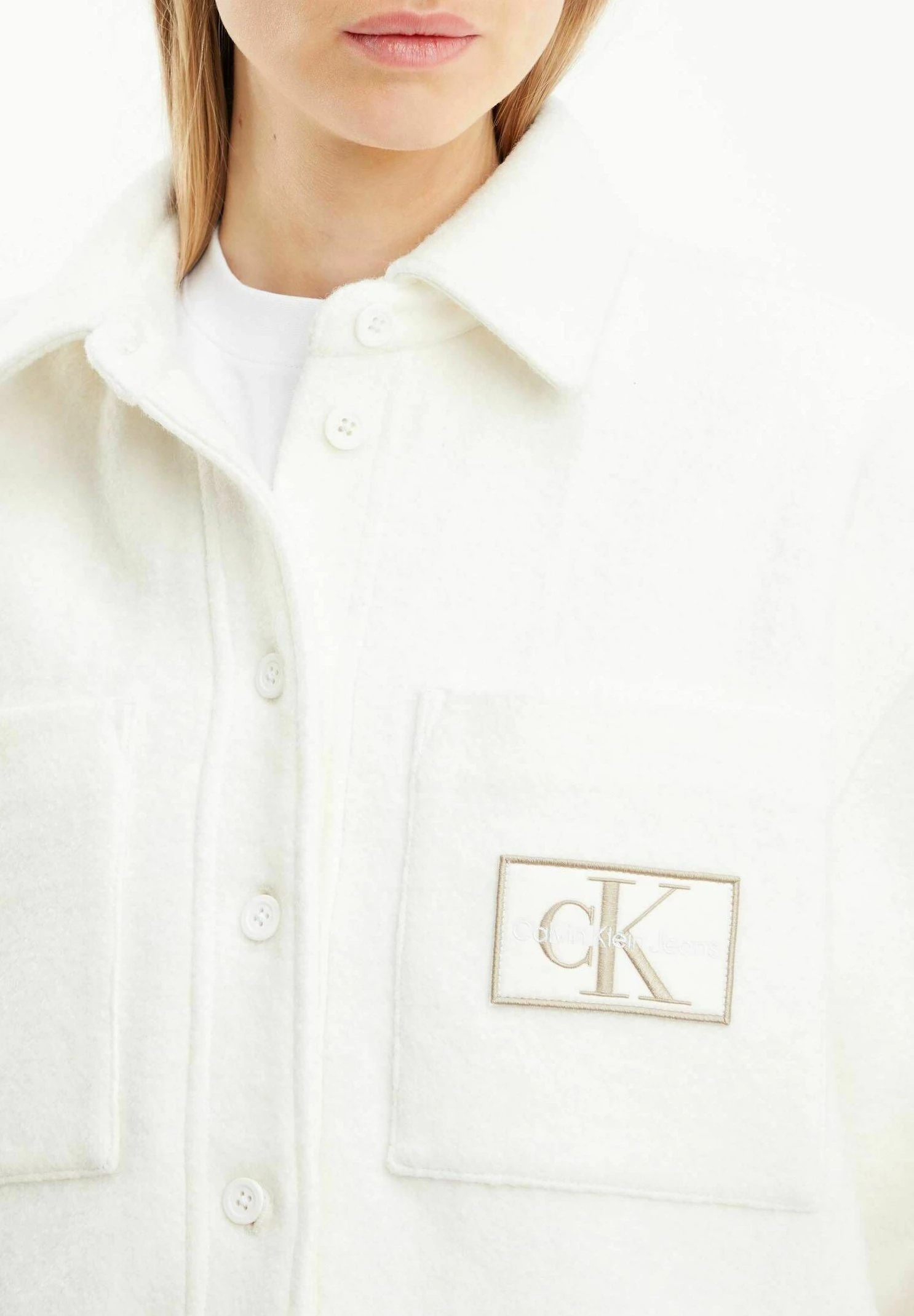 Calvin Klein Jeans Boucle Textured Shacket - Jas - Offwhite - Afbeelding 3