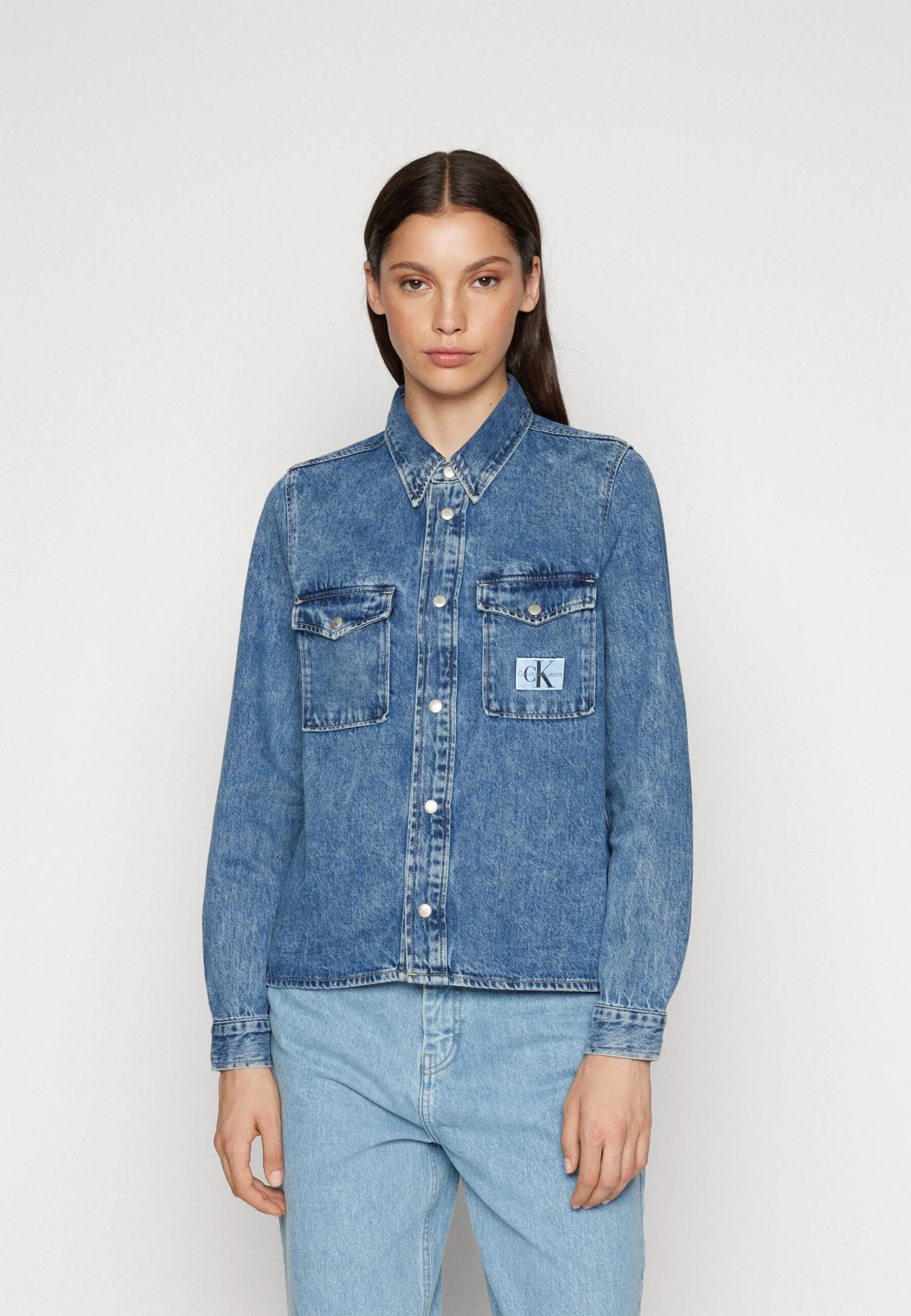 Calvin Klein Jeans Slim Shirt - Overhemdblouse - Denim Medium - Afbeelding 3