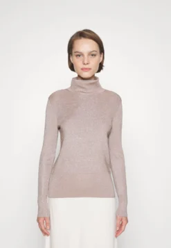 Calvin Klein Shiny High Neck - Trui - Dark Frosted Almond