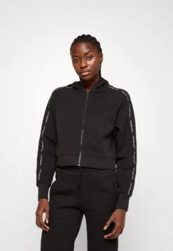 Calvin Klein Jeans Sleeves Logo Piping Zip-Through - Sweater Met Rits - Black