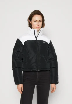 Calvin Klein Jeans Cropped Puffer - Winterjas - Black/ Bright White