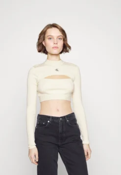 Calvin Klein Jeans Cut Out Neckline - Trui - Ivory