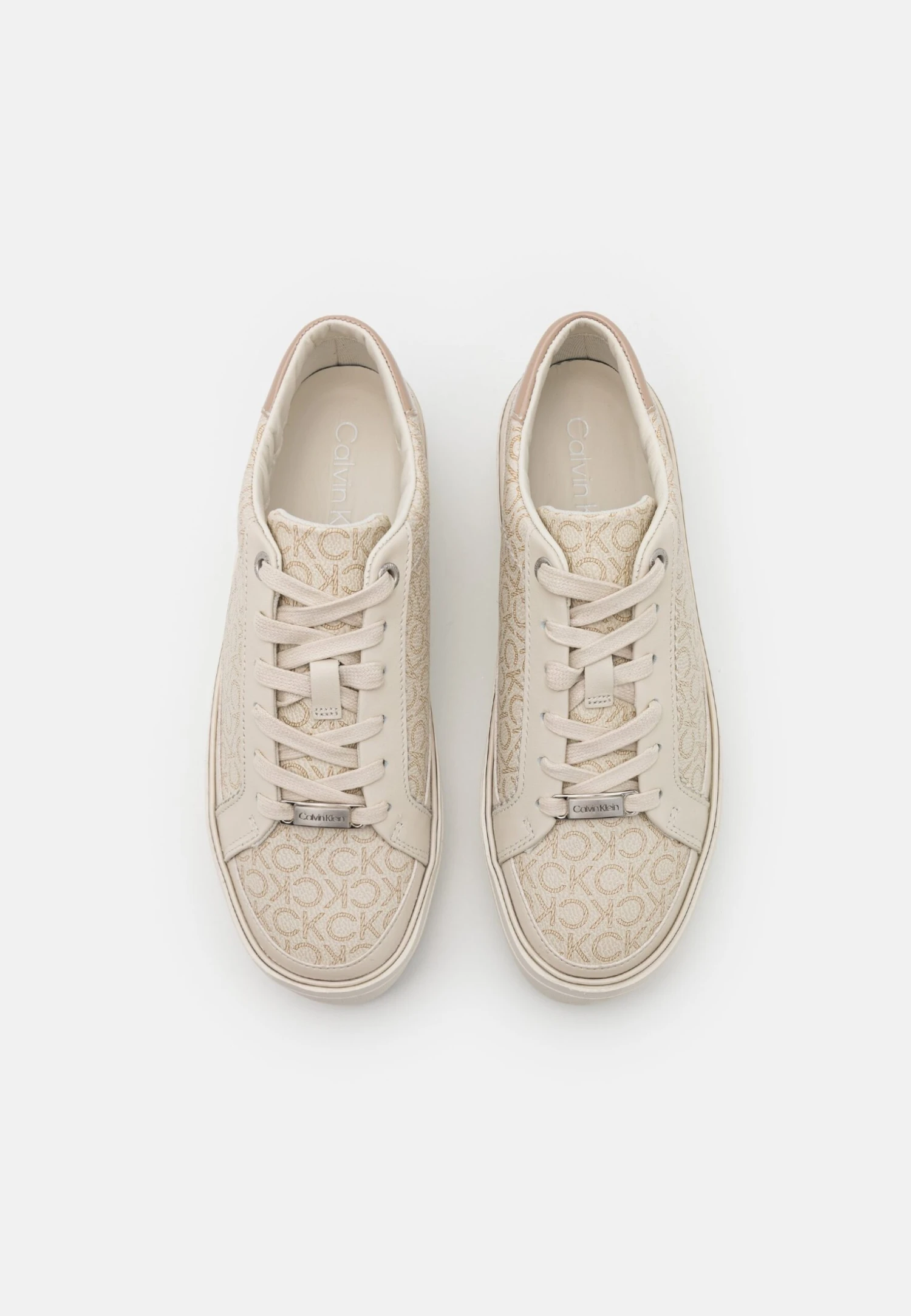 Calvin Klein Flatform Cupsole Lace Up - Sneakers Laag - Dark Ecru/Silver Mink Mono - Afbeelding 6