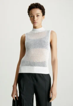 Calvin Klein Openwork Tank - Top - Bright White