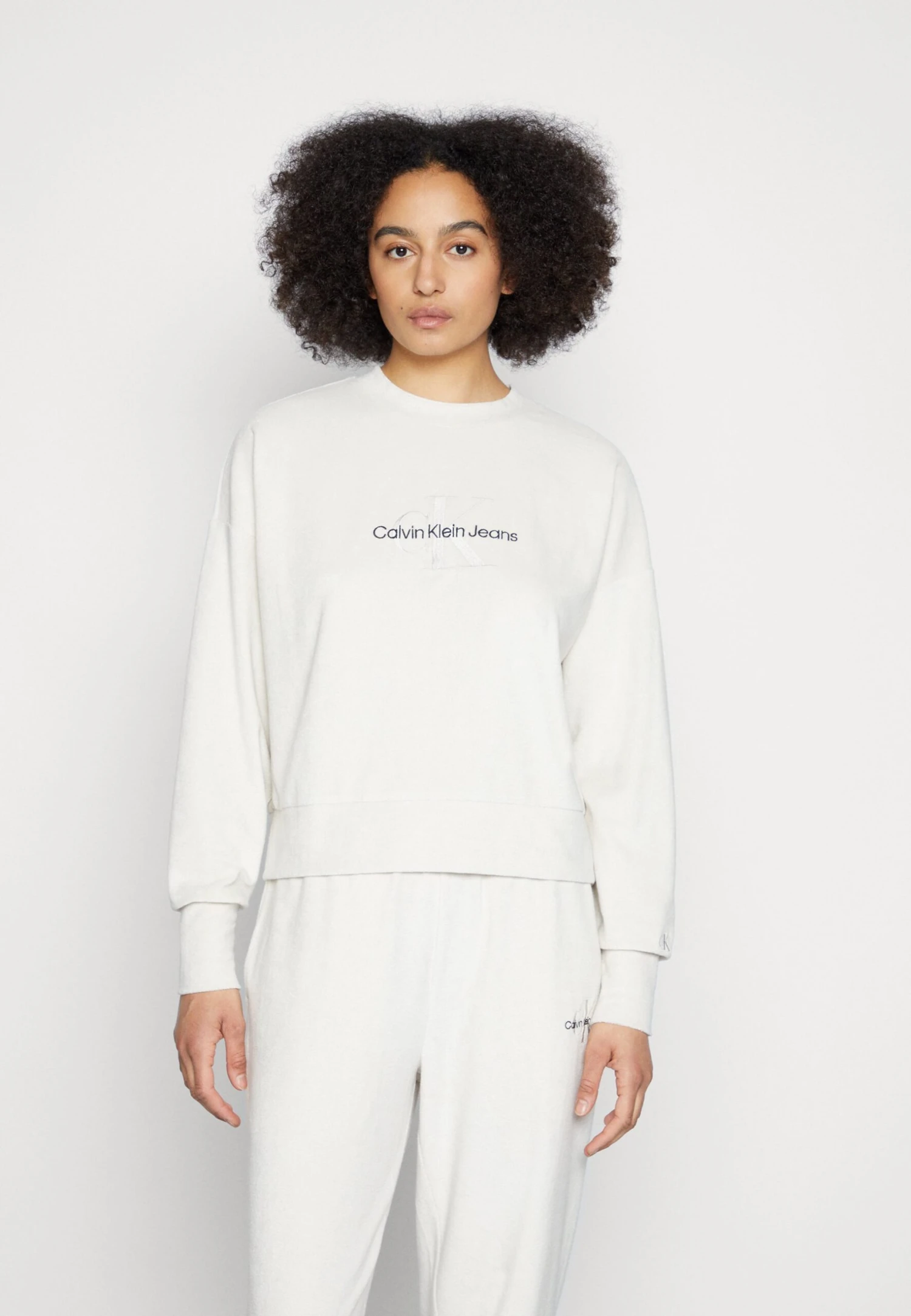 Calvin Klein Jeans Monogram Towelling- Sweater - Eggshell