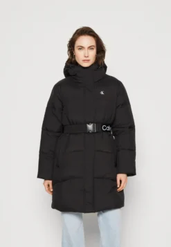 Calvin Klein Jeans Logo Belt Long Puffer - Winterjas - Black