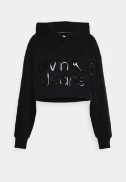 Calvin Klein Jeans Shiny Institutional Hoodie - Sweater - Black