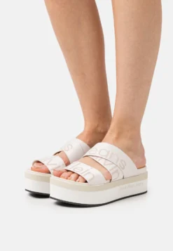 Calvin Klein Jeans Flatform Webbing - Muiltjes - Ancient White