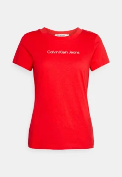 Calvin Klein Jeans Shrunken Institutional Tee - T-Shirt Print - Strawberry Field