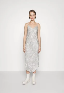 Calvin Klein Marble Print Slip Dress - Cocktailjurk - Stone