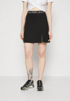 Calvin Klein Jeans Logo Waistband Skirt - Minirok - Black