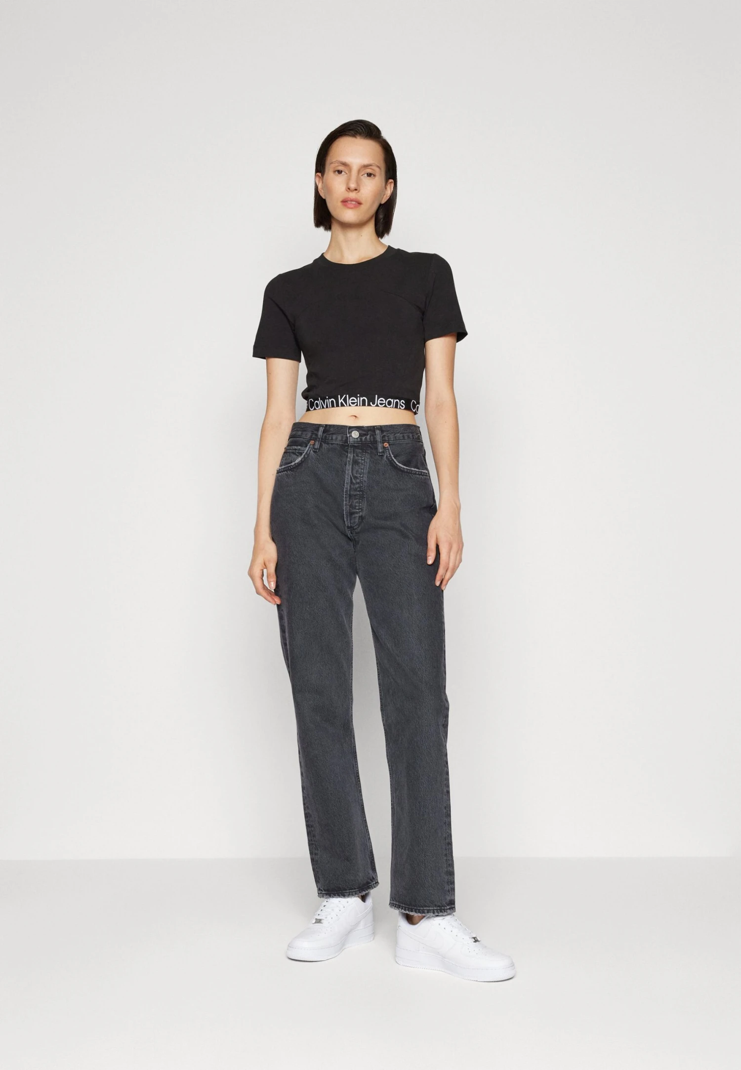 Calvin Klein Jeans Waist Logo Elastic Short Sleeve - T-Shirt Print - Black - Afbeelding 5