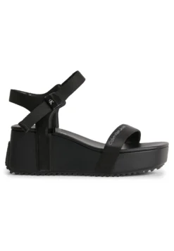 Calvin Klein Jeans Wedge Block Sandal Satin/Hw - Sandalen Met Sleehak - Black/Overcast Grey