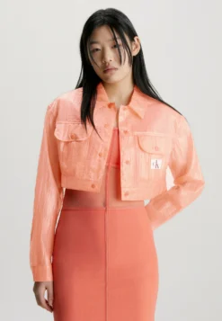 Calvin Klein Jeans Sheer Crinkle Cropped - Lichte Jas - Summer Squash