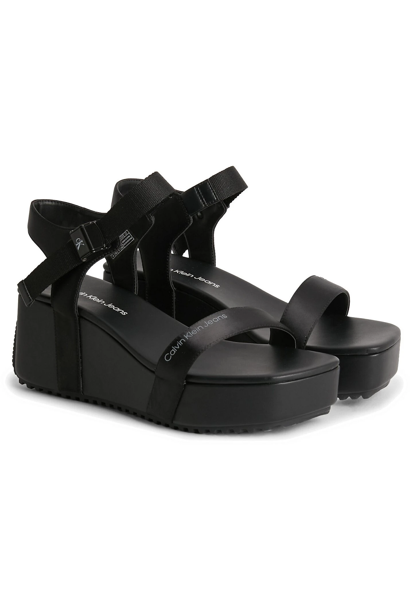Calvin Klein Jeans Wedge Block Sandal Satin/Hw - Sandalen Met Sleehak - Black/Overcast Grey - Afbeelding 2