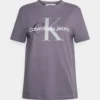 Calvin Klein Jeans Two Tone Monogram Regular Tee - T-Shirt Print - Fossil Grey