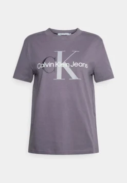 Calvin Klein Jeans Two Tone Monogram Regular Tee - T-Shirt Print - Fossil Grey