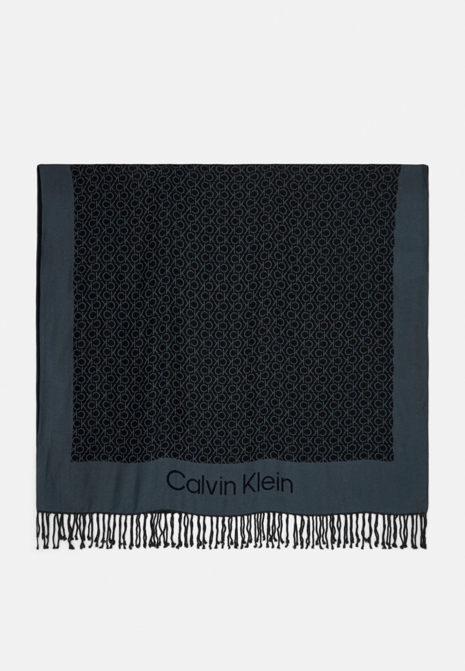 Calvin Klein Fringes Monogram Scarf - Sjaal - Black