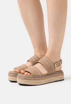 Calvin Klein Flatform Wedge- Sandalen Met Plateauzool - Canvas