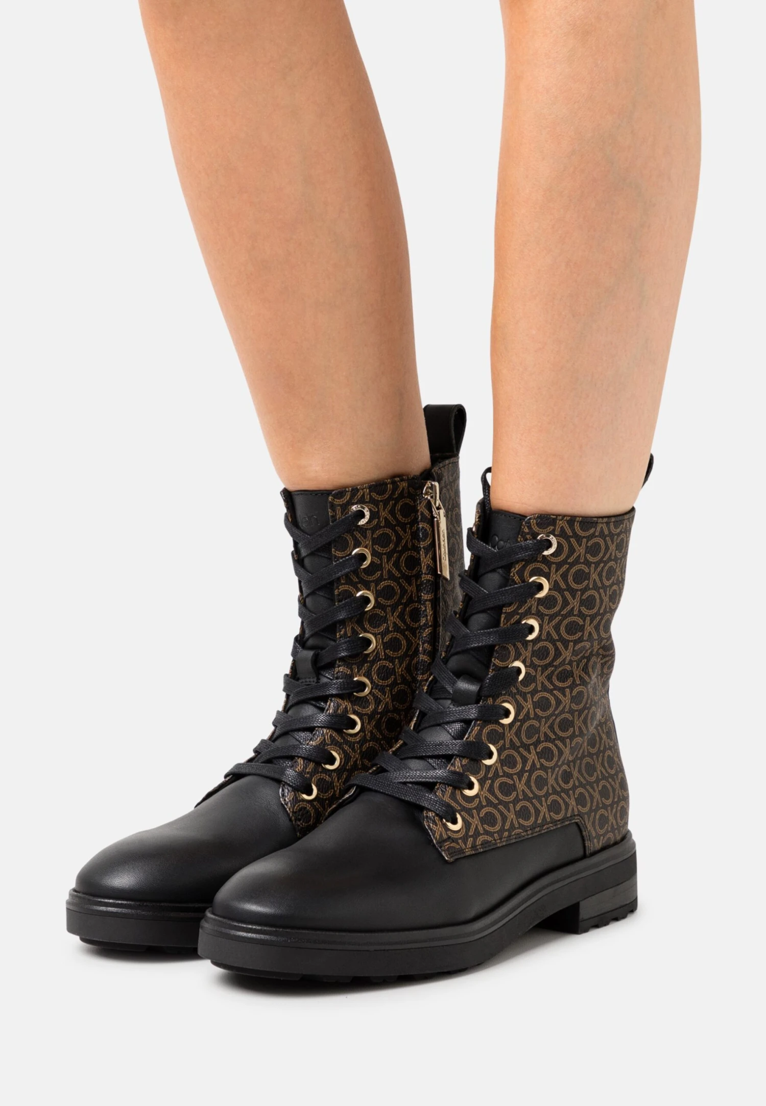 Calvin Klein Cleat Mono Mix - Cowboy-/Bikerlaarsjes - Black/Brown