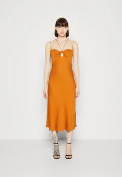 Calvin Klein Micro Strap Twist Slip Dress - Cocktailjurk - Allspice