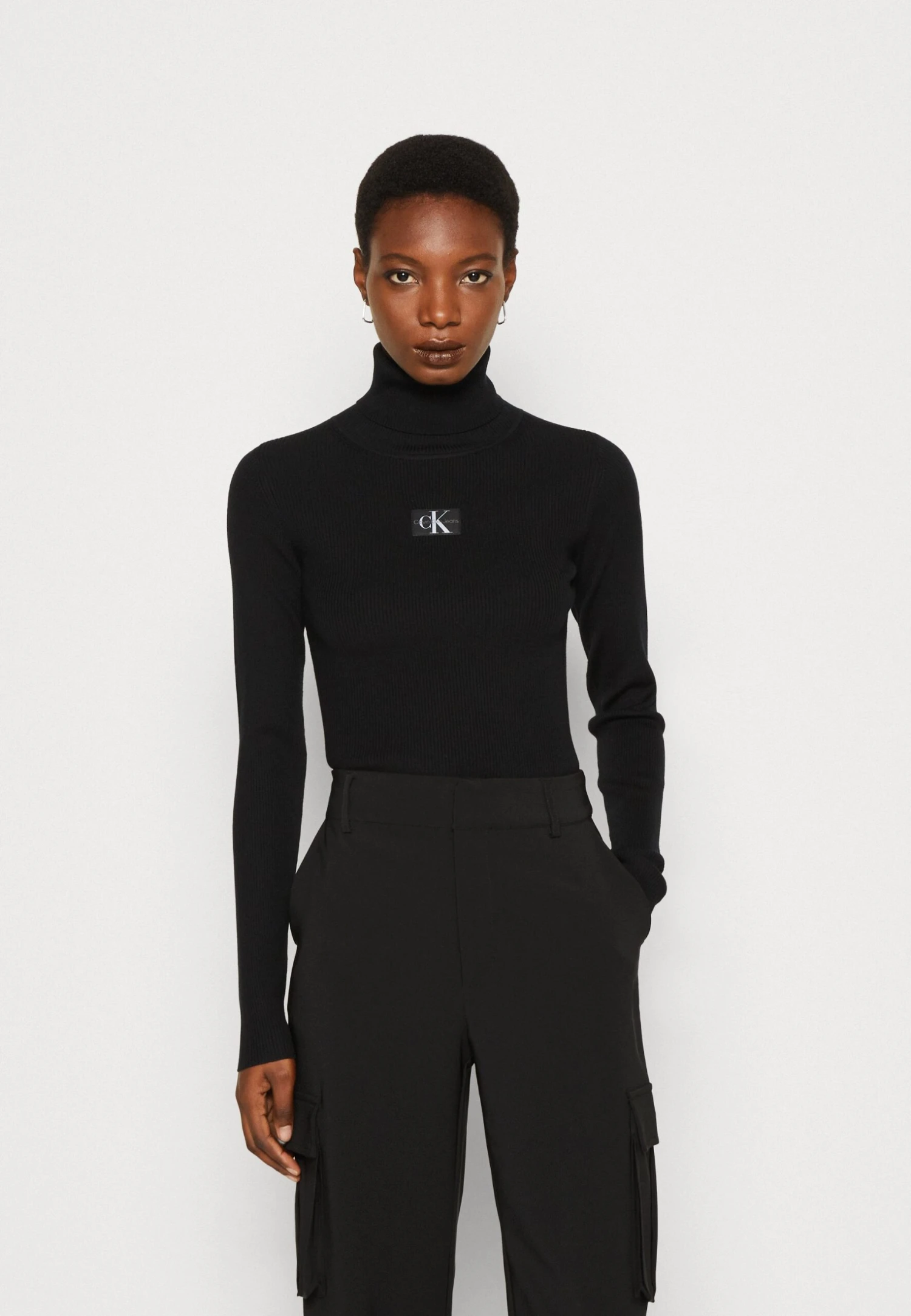 Calvin Klein Jeans Badge Roll Neck Sweater - Trui - Black