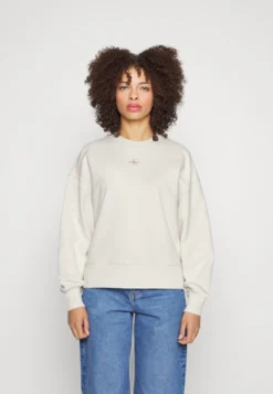 Calvin Klein Jeans Micro Monologo Crew Neck - Sweater - Ivory