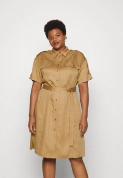 Calvin Klein Drapy Shirt Dress - Blousejurk - Timeless Camel